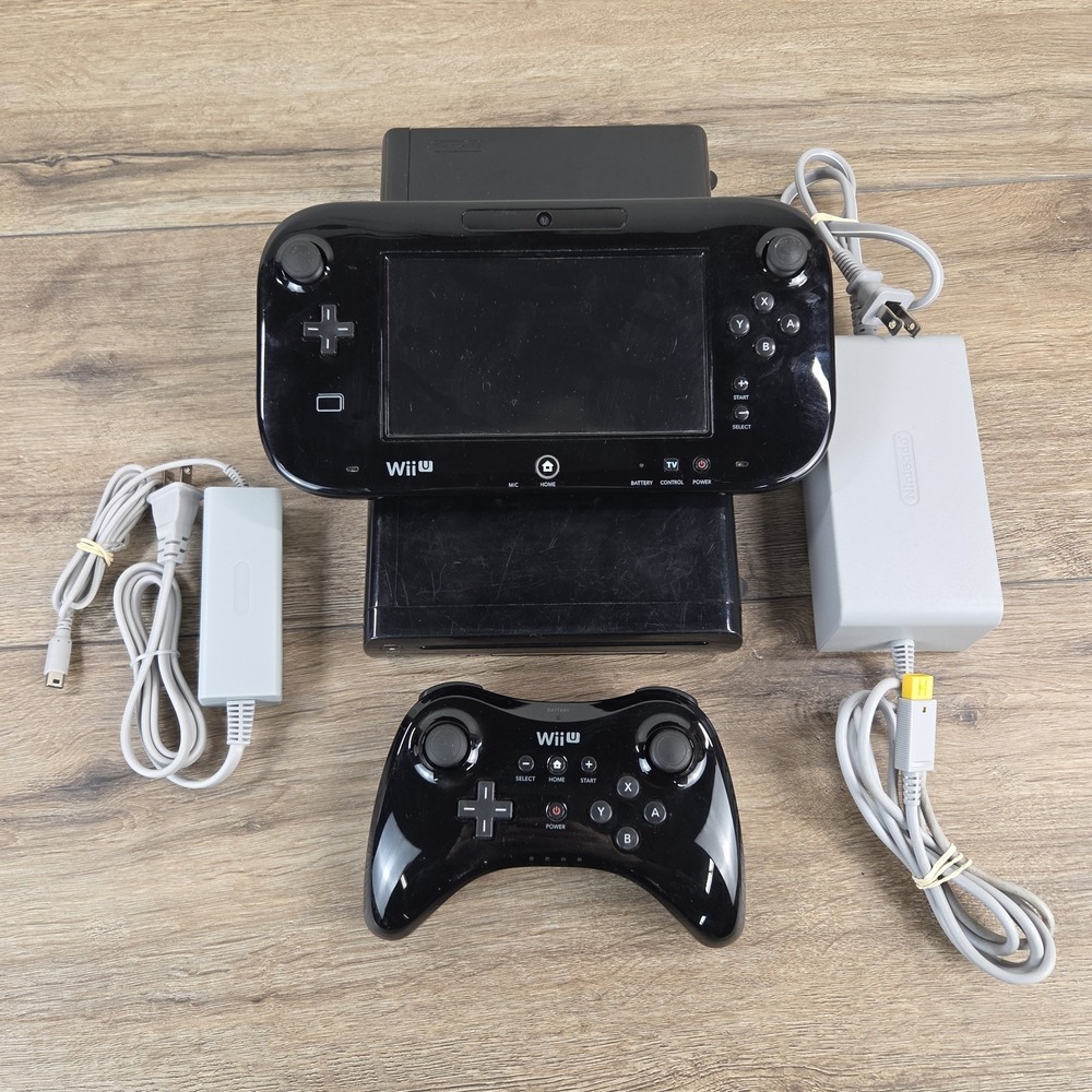 Nintendo Wii U WUP-101(02) 32GB Black Console w/‎ Gamepad & Controller Tested